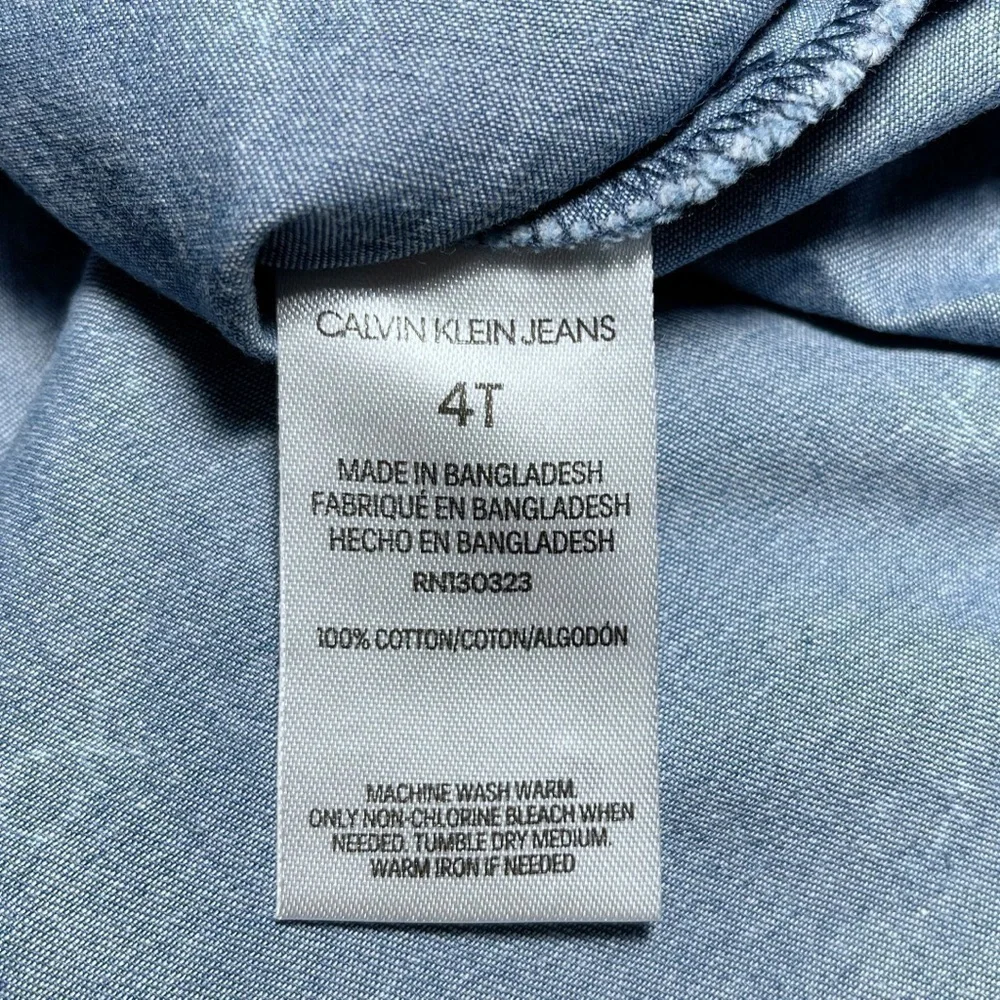 Calvin Klein Logo Print Chambray Jean dress 4T NWT